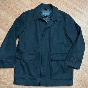 Eddie Bauer mens black wool pea coat sz. Medium